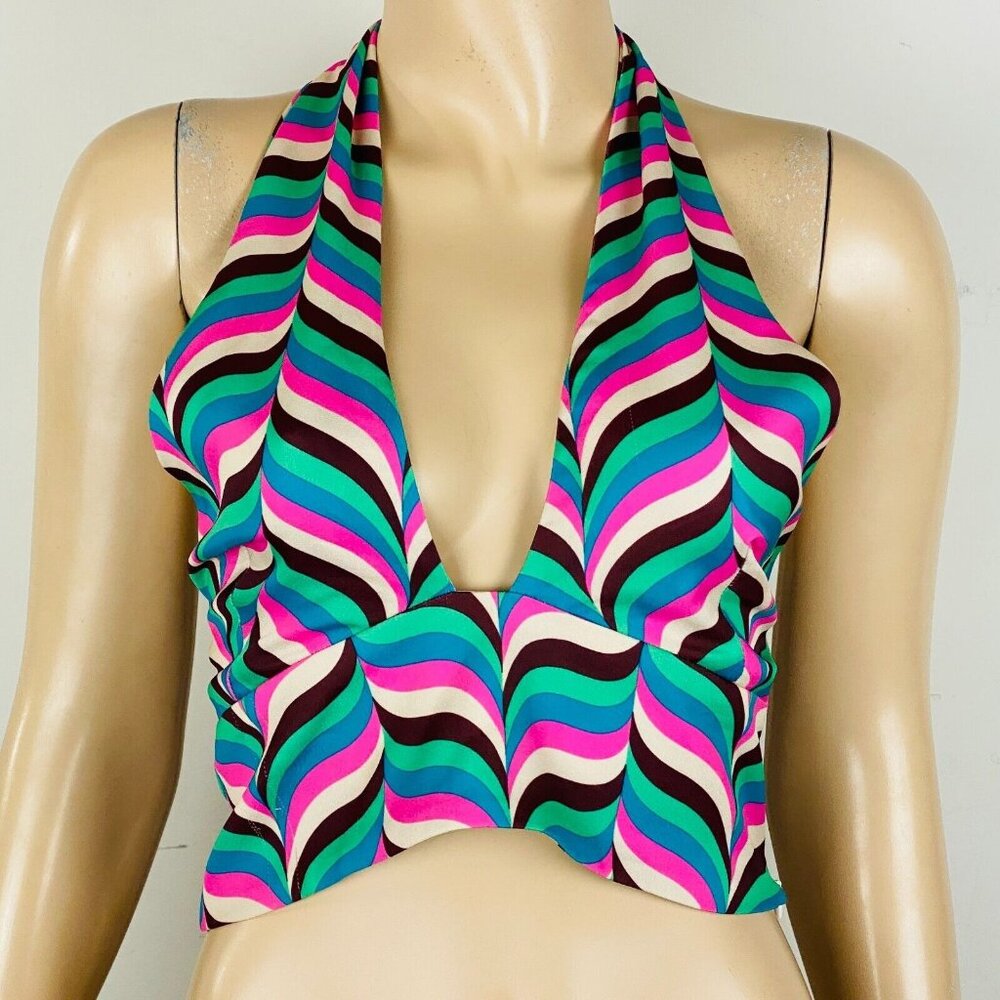 Zara Colorful Mod Bohemian Wavy Print Summer Wome… - image 1